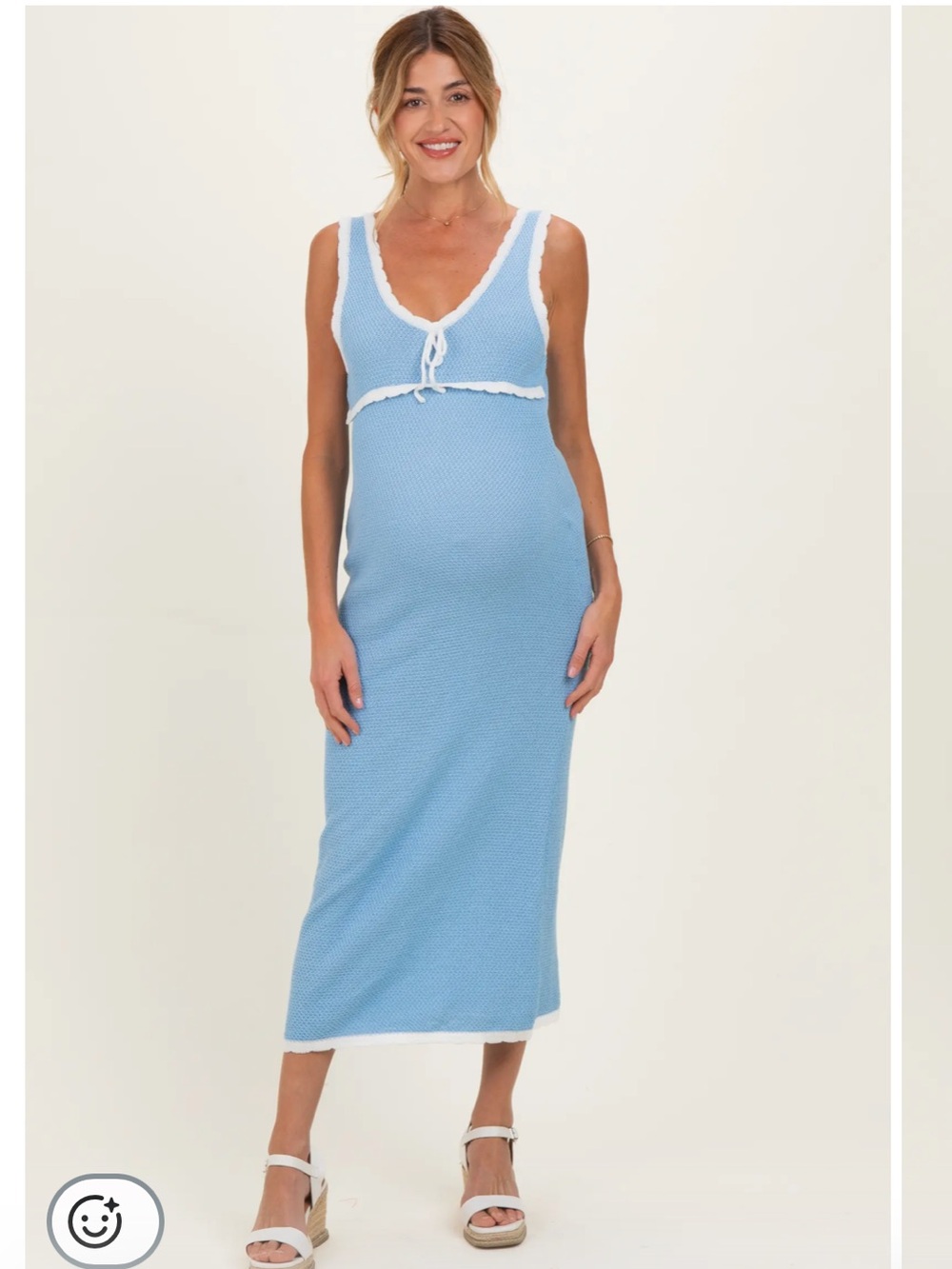 Pink Blush Light Blue Knit Midi Maternity dress
